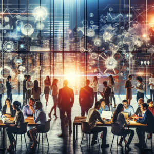 A dynamic, cinematic editorial photo of a diverse group of startup founders and business professionals collaborating intensely around a high-tech digital workspace with glowing data screens, charts, and futuristic cityscape visible through large windows, symbolizing innovation, economic challenges, and adaptive growth strategies in a fast-changing 2026 market environment.